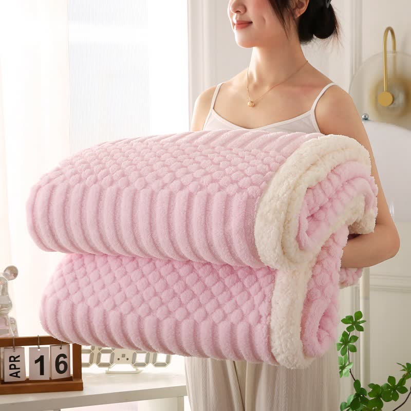 Coperta in pile testurizzato a tinta unita - Rosa - Matrimoniale - image 10