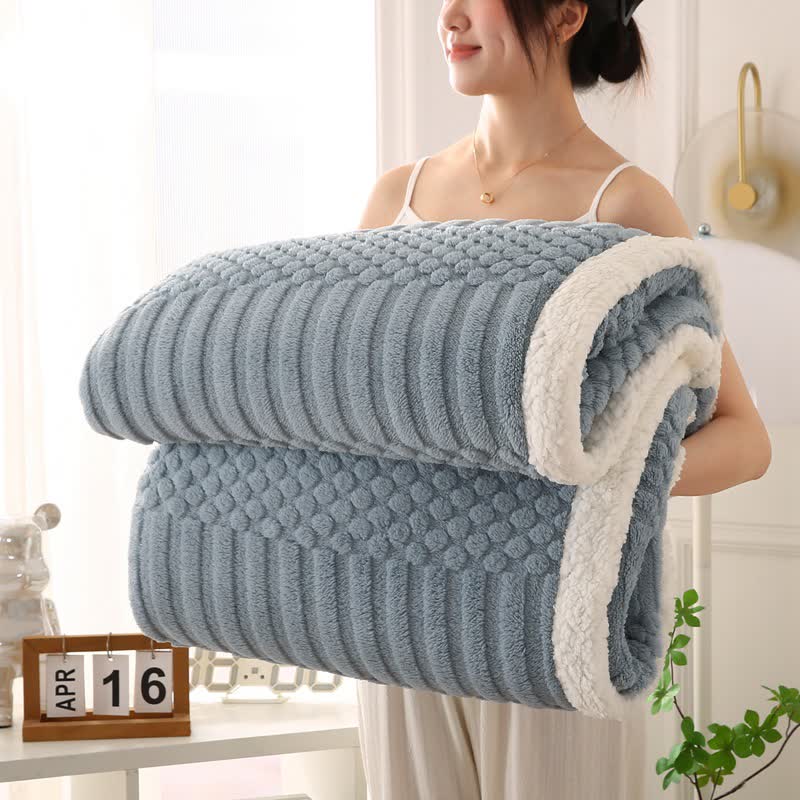 Coperta in pile testurizzato a tinta unita - Grigio Blu - Matrimoniale - image 12