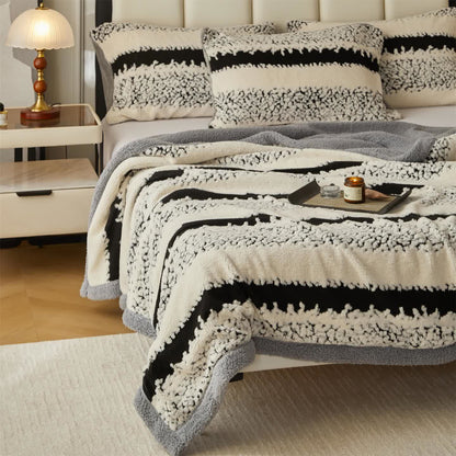 Coperta Sherpa a doppio strato con stampa a righe - image 4
