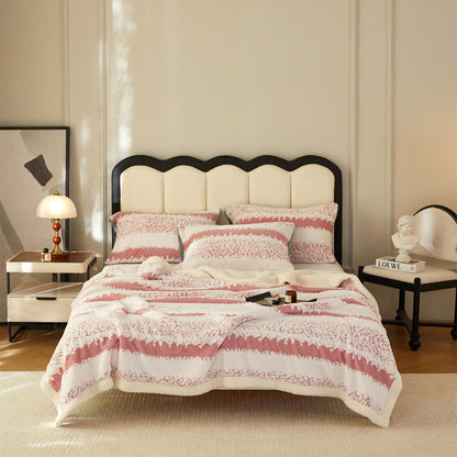 Coperta Sherpa a doppio strato con stampa a righe - Rosa - 200cm x 230cm - image 11