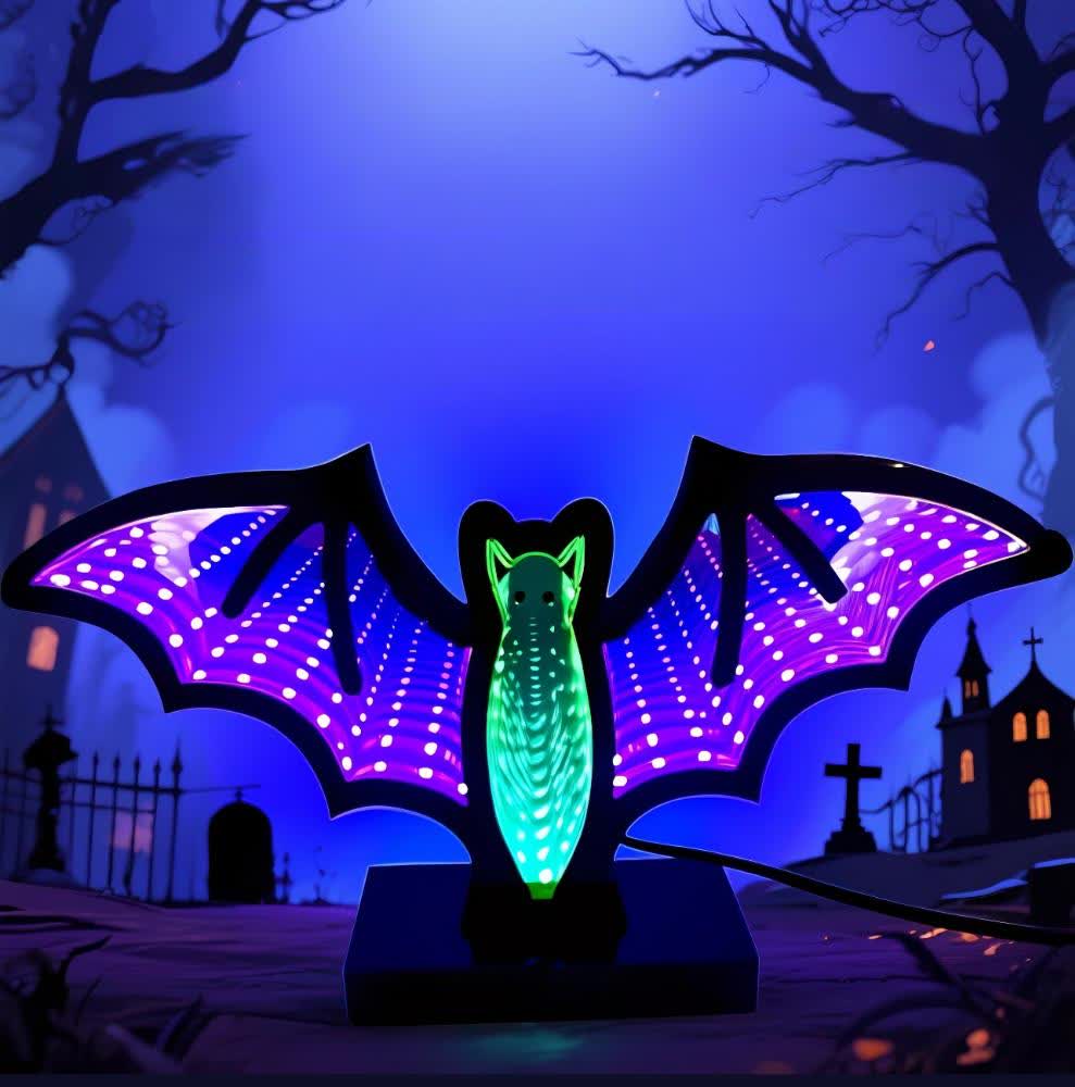 Luci infinite a forma di pipistrello 3D di Halloween - image 1