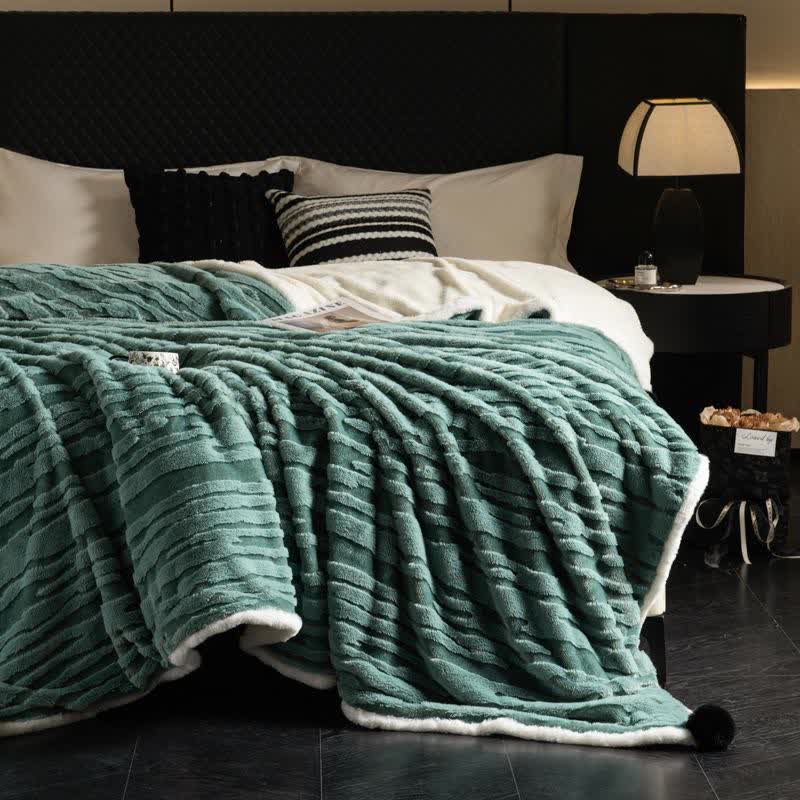 Coperta jacquard a righe testurizzate - Verde - Matrimoniale - image 12