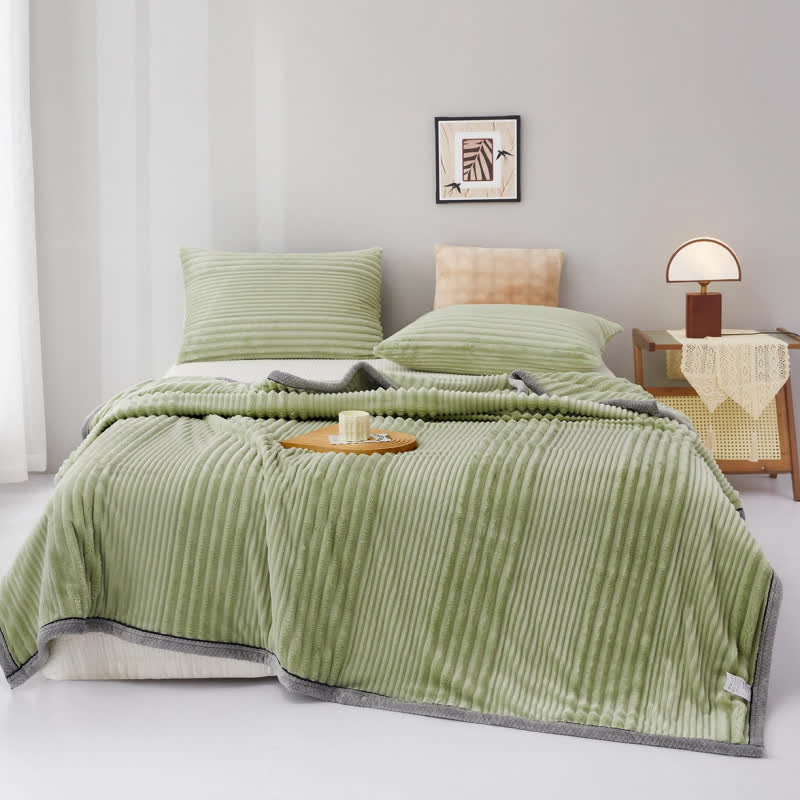 Coperta in peluche a righe tinta unita - Verde - Matrimoniale Grande - image 13