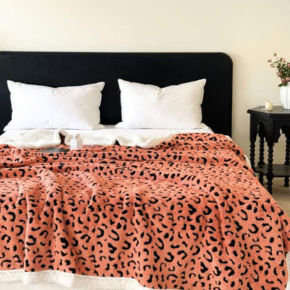 Coperta in sherpa jacquard leopardata - Arancia - Matrimoniale Grande - image 12