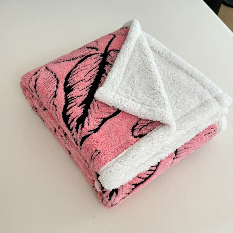 Coperta in peluche jacquard a foglia grande - image 10
