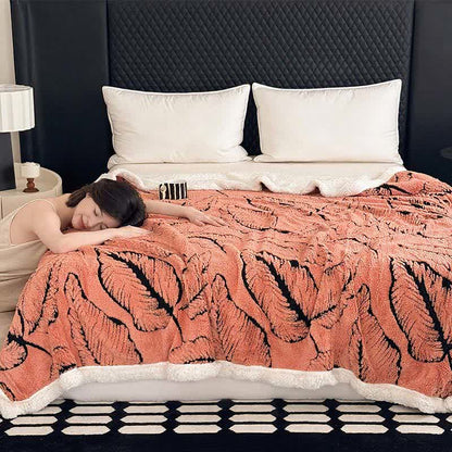 Coperta in peluche jacquard a foglia grande - image 16