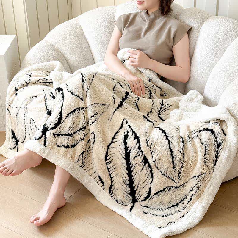 Coperta in peluche jacquard a foglia grande - image 7