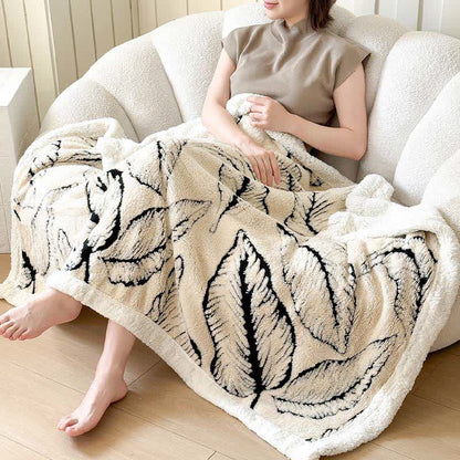 Coperta in peluche jacquard a foglia grande - image 7