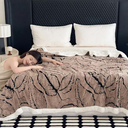 Coperta in peluche jacquard a foglia grande - image 19