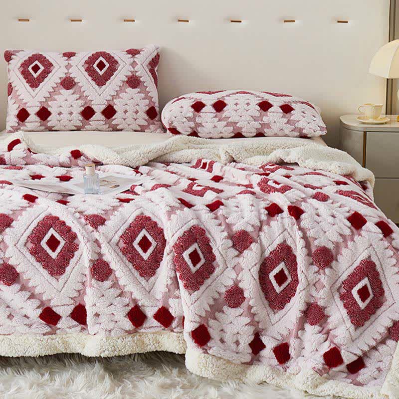 Coperta in jacquard Sherpa in stile bohémien - Rosa antico - Matrimoniale Grande - image 10