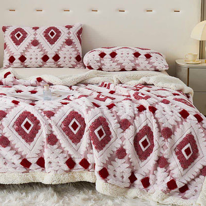 Coperta in jacquard Sherpa in stile bohémien - Rosa antico - Matrimoniale Grande - image 10