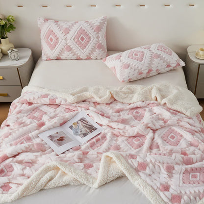 Coperta in jacquard Sherpa in stile bohémien - Rosa - Matrimoniale Grande - image 16