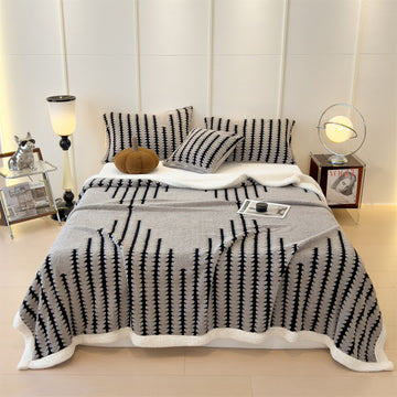 Coperta jacquard con stampa geometrica - Grigio chiaro - Matrimoniale Grande - image 1