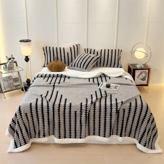 Coperta jacquard con stampa geometrica - Grigio chiaro - Matrimoniale Grande - image 1