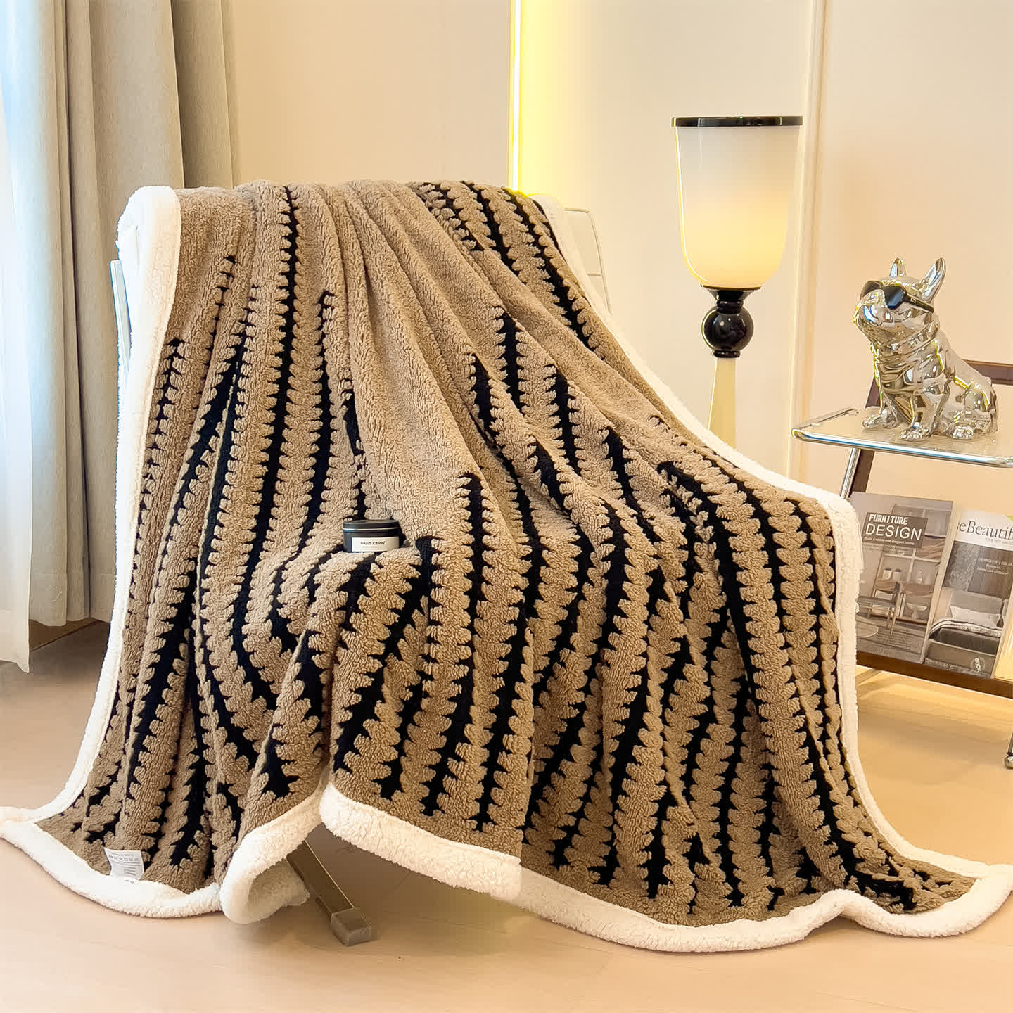 Coperta jacquard con stampa geometrica - image 19