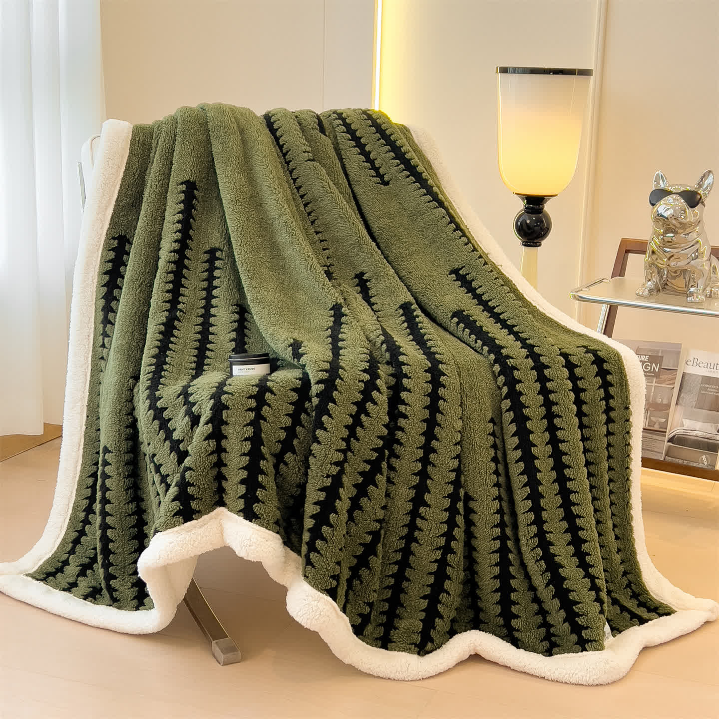 Coperta jacquard con stampa geometrica - image 17