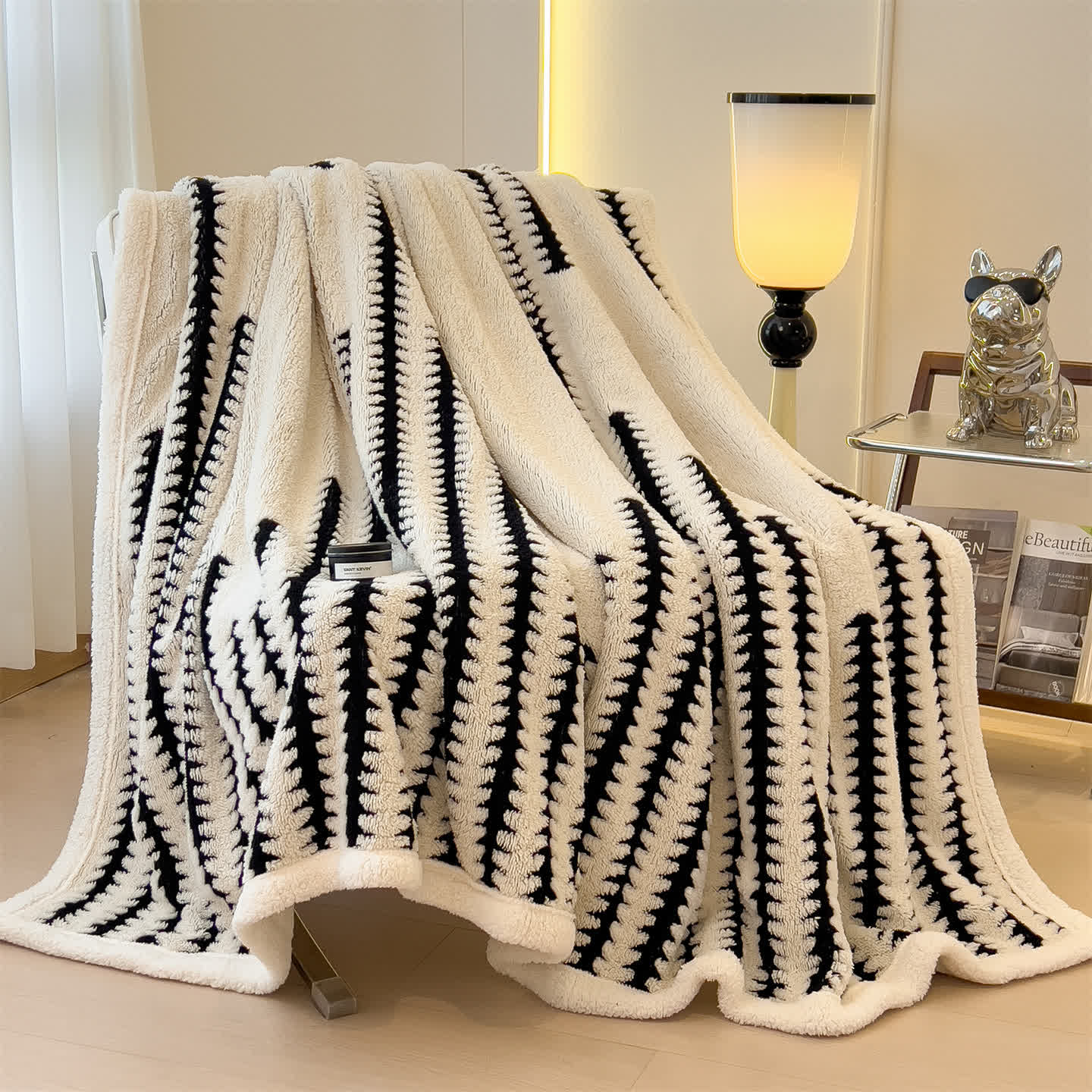 Coperta jacquard con stampa geometrica - image 15