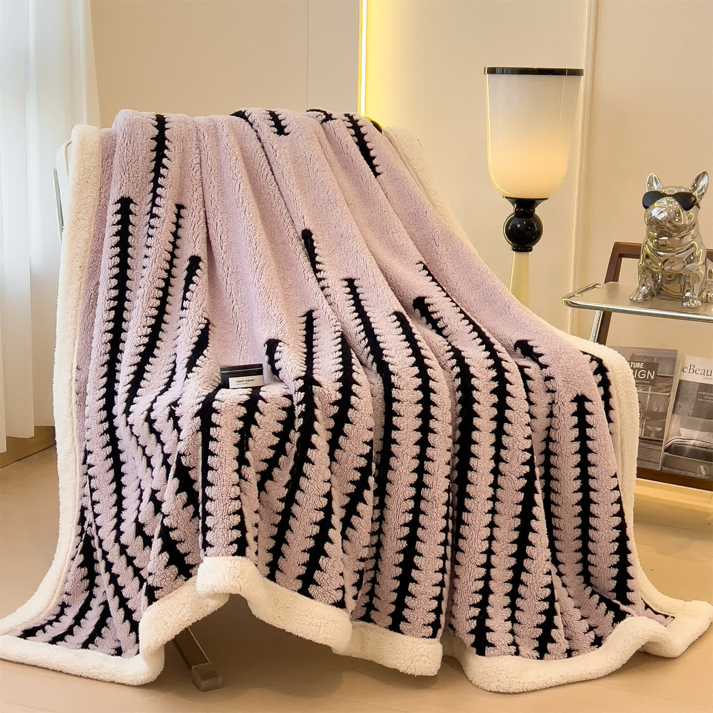 Coperta jacquard con stampa geometrica - image 25