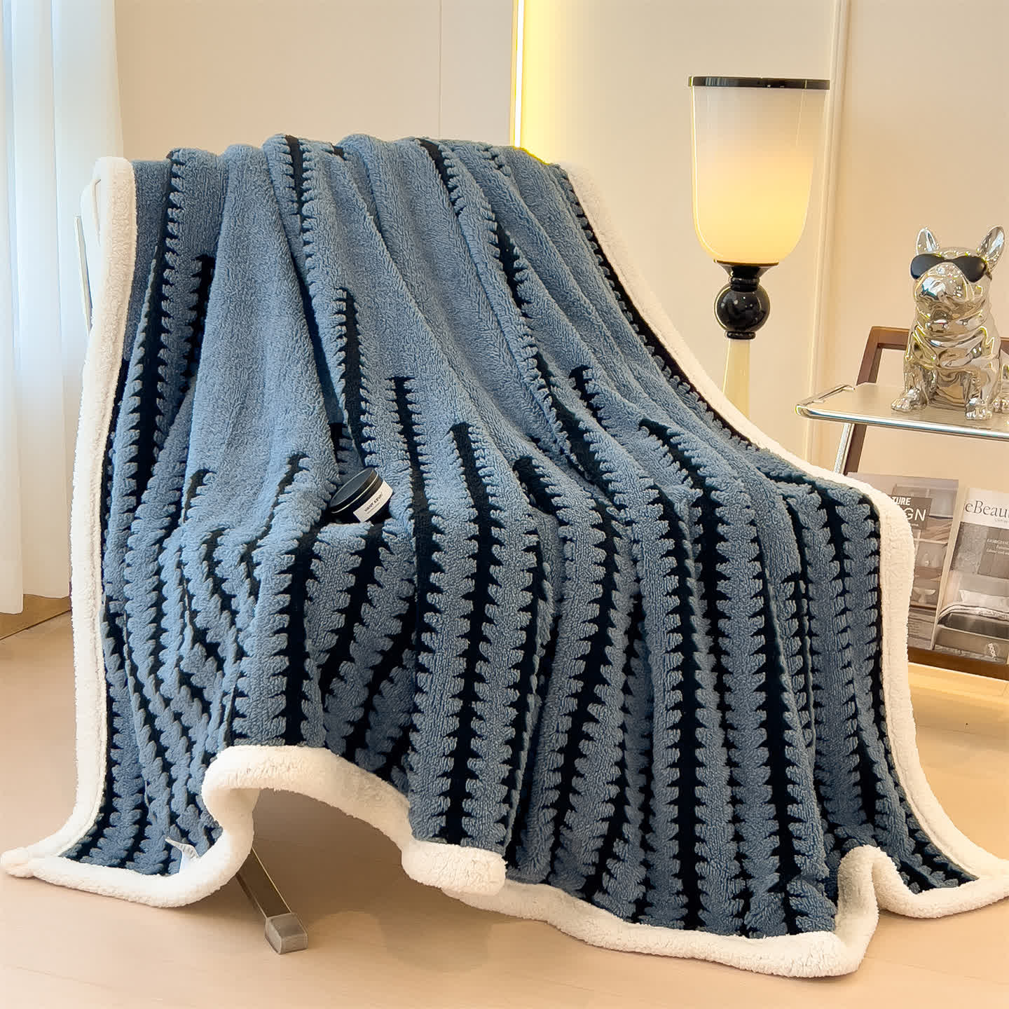 Coperta jacquard con stampa geometrica - image 21