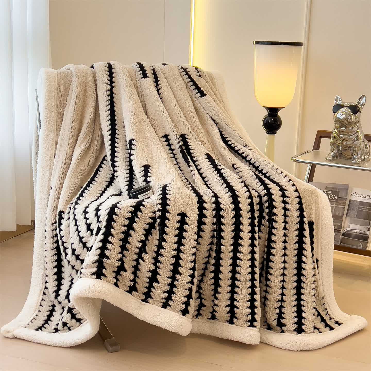 Coperta jacquard con stampa geometrica - image 23