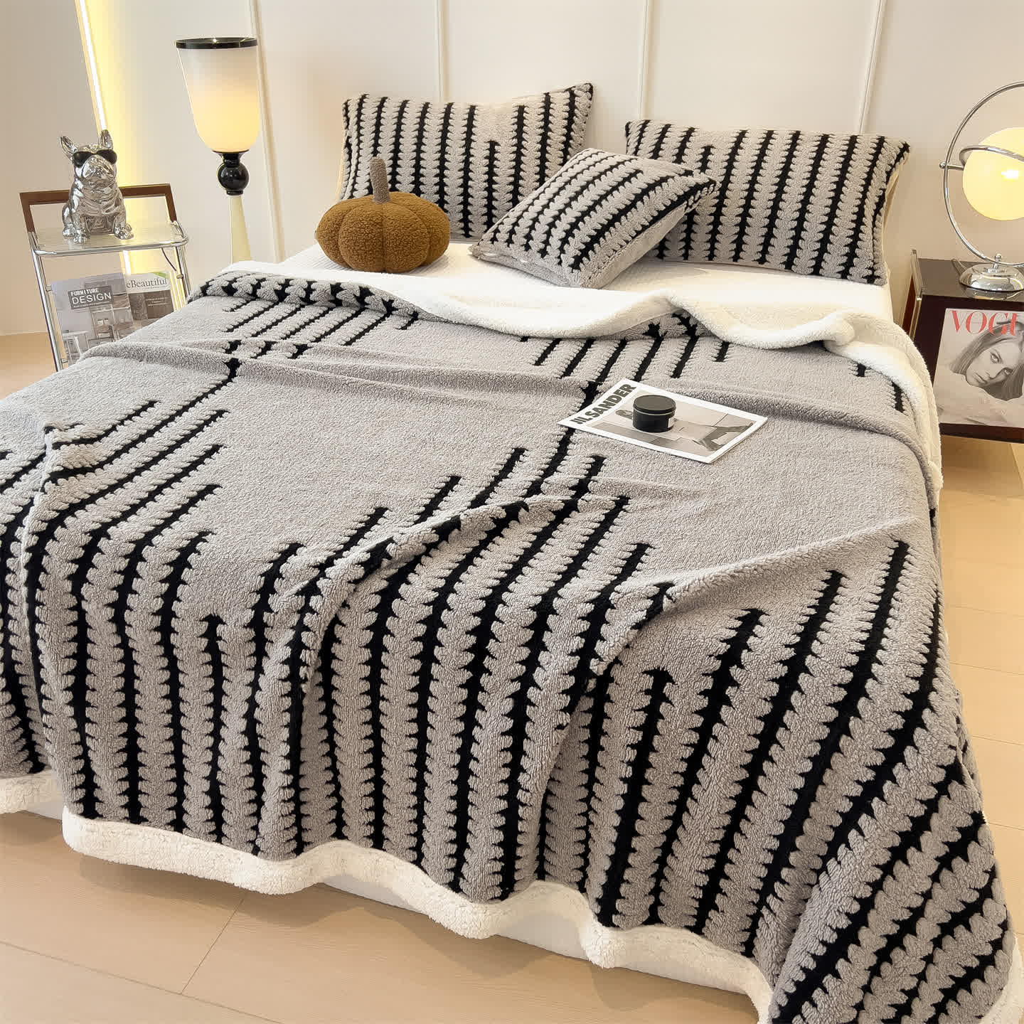 Coperta jacquard con stampa geometrica - image 2