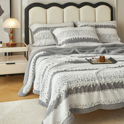 Coperta Sherpa a doppio strato con stampa a righe - image 6