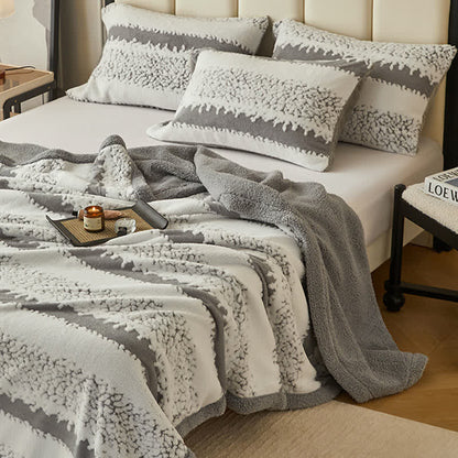Coperta Sherpa a doppio strato con stampa a righe - image 7