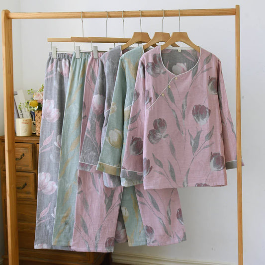 Completo da notte in jacquard di garza di cotone Tulip - image 1