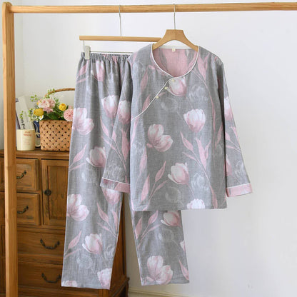 Completo da notte in jacquard di garza di cotone Tulip - Grigio - XL - image 13