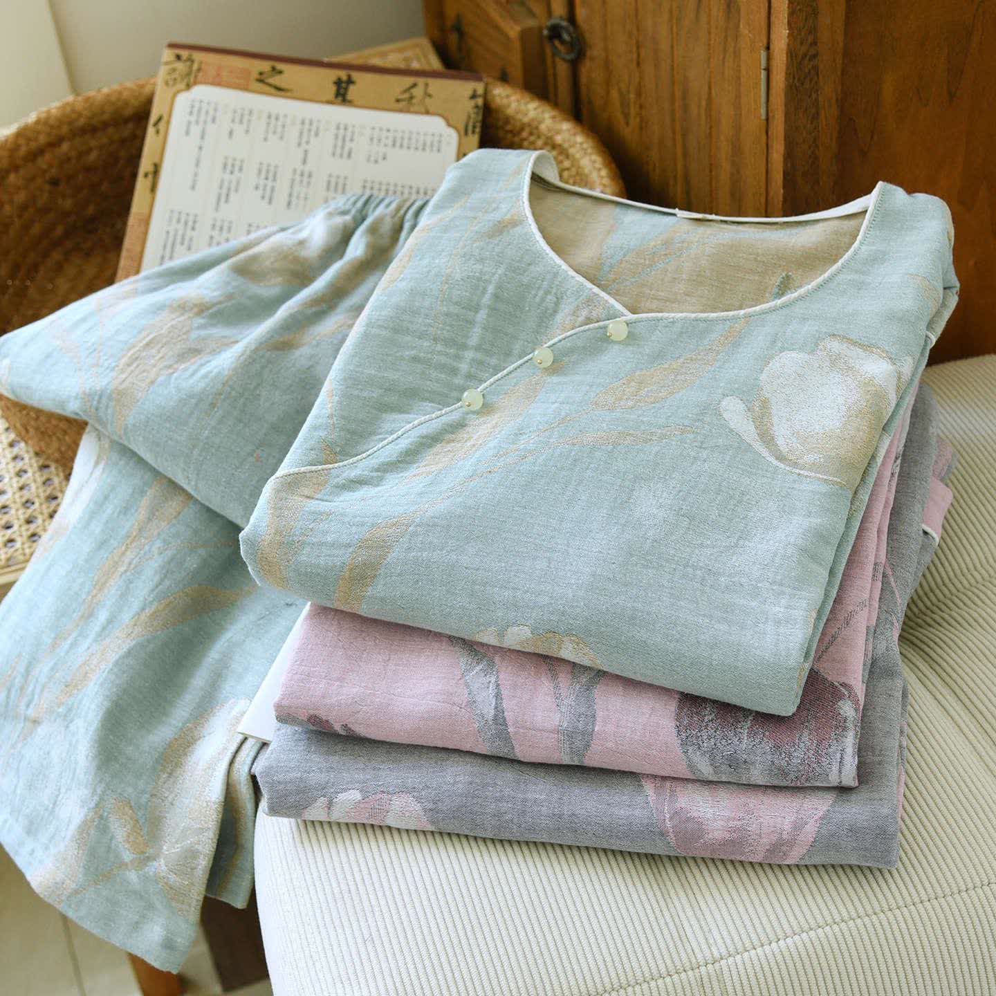 Completo da notte in jacquard di garza di cotone Tulip - image 2