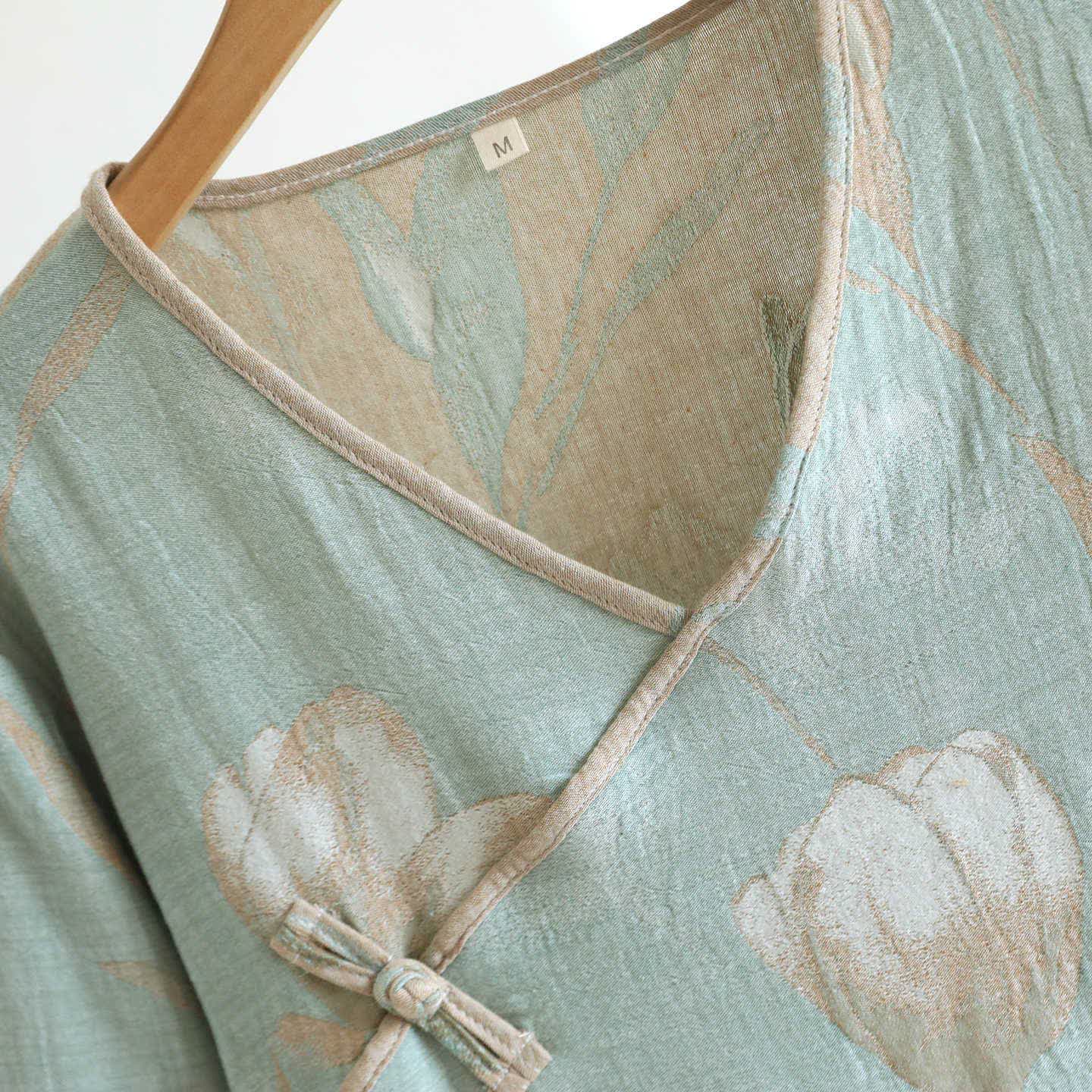 Camicia da notte in jacquard di garza di cotone naturale Tulip - image 10