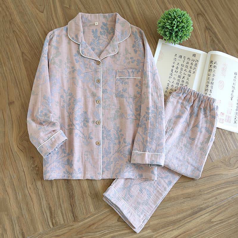 Elegante completo da notte in cotone biologico floreale - Rosa - 2XL - image 17