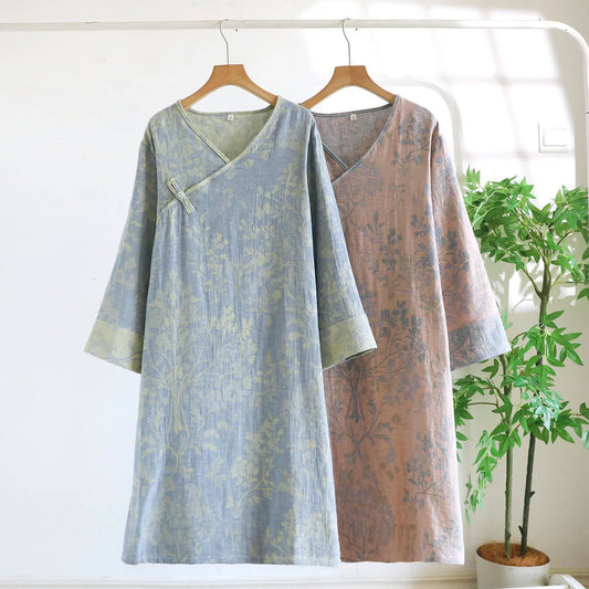 Elegante camicia da notte floreale in cotone biologico - image 1