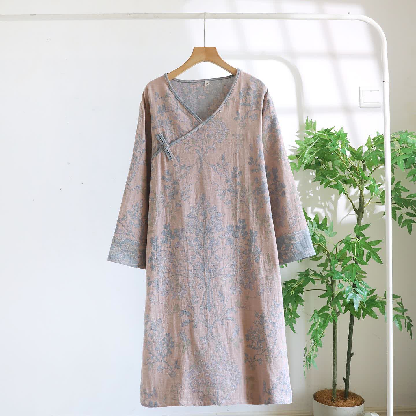 Elegante camicia da notte floreale in cotone biologico - Rosa - XL - image 13