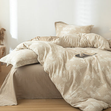 Set di biancheria da letto in cotone e lino jacquard Ginkgo - Set di biancheria da letto - Matrimoniale Grande - image 1