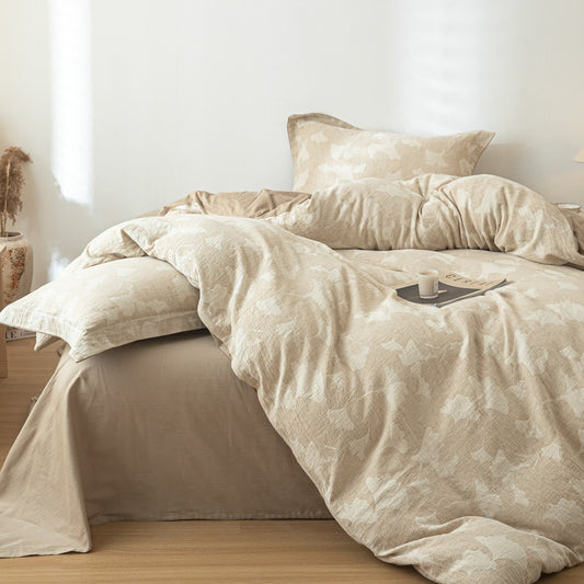 Set di biancheria da letto in cotone e lino jacquard Ginkgo - Set di biancheria da letto - Matrimoniale Grande - image 1