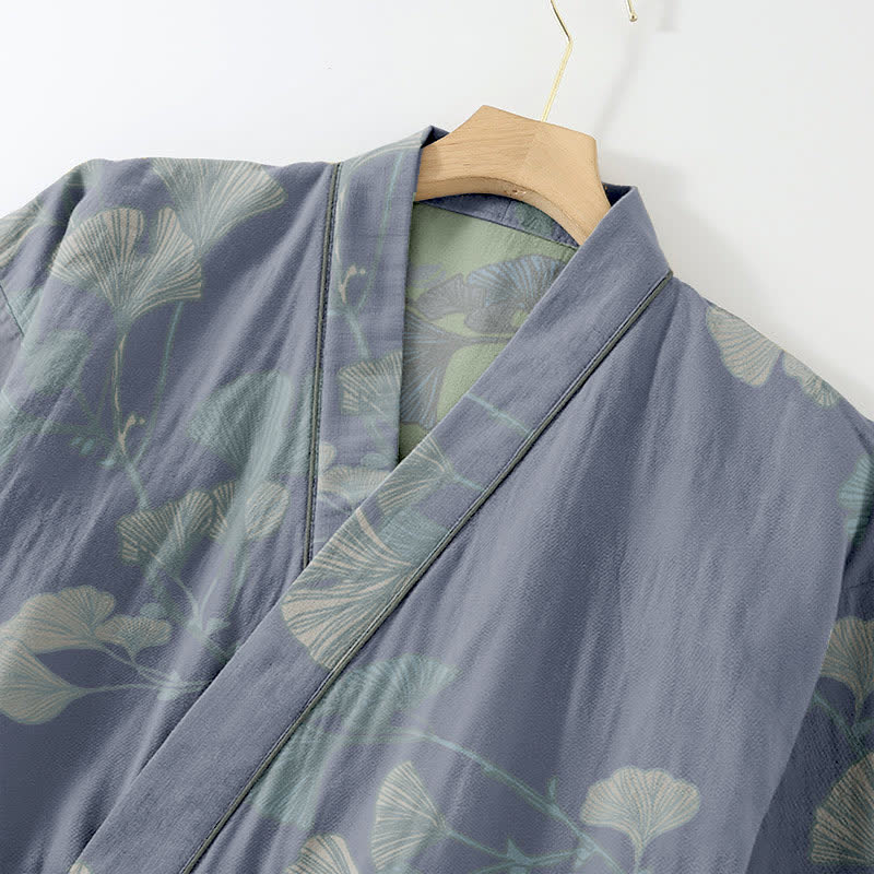 Kimono in cotone biologico con foglie di ginkgo - image 6