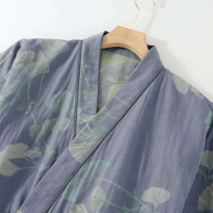 Kimono in cotone biologico con foglie di ginkgo - image 6
