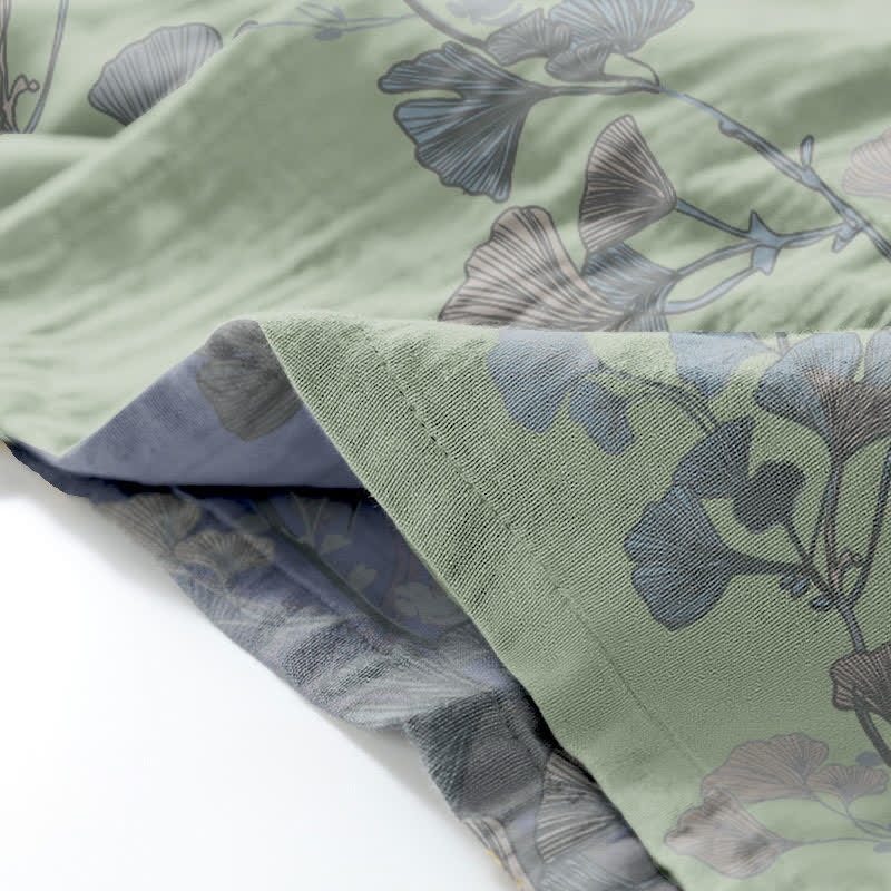 Kimono in cotone biologico con foglie di ginkgo - image 4
