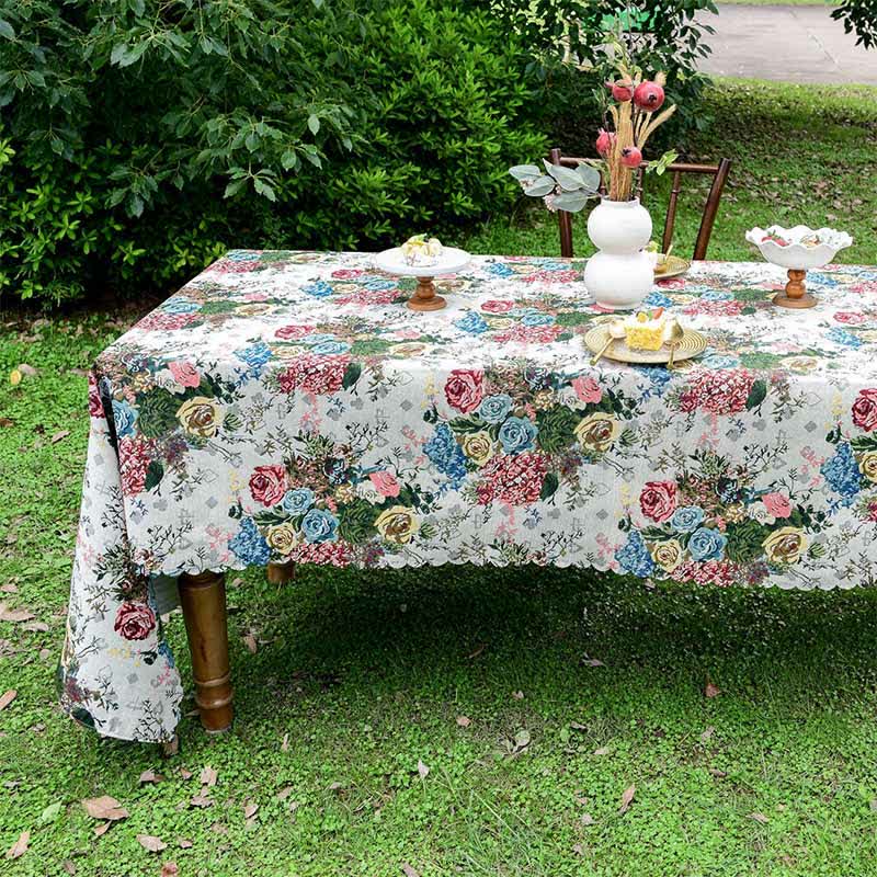Tovaglia con bordo smerlato a forma di rosa colorata - 140cm x 260cm - image 1