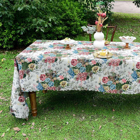 Tovaglia con bordo smerlato a forma di rosa colorata - 140cm x 260cm - image 1