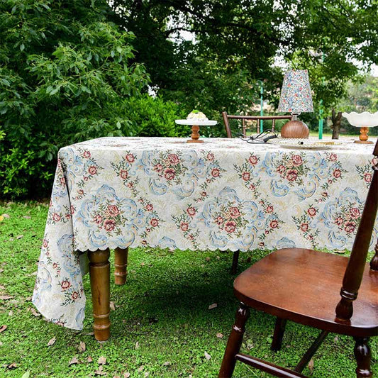 Elegante tovaglia floreale con bordo smerlato - 140cm x 260cm - image 1