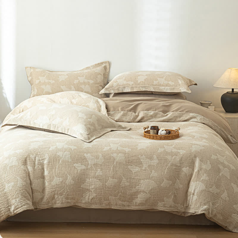 Set di biancheria da letto in cotone e lino jacquard Ginkgo - image 2