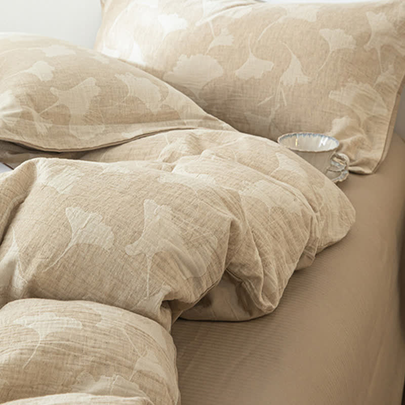 Set di biancheria da letto in cotone e lino jacquard Ginkgo - image 5