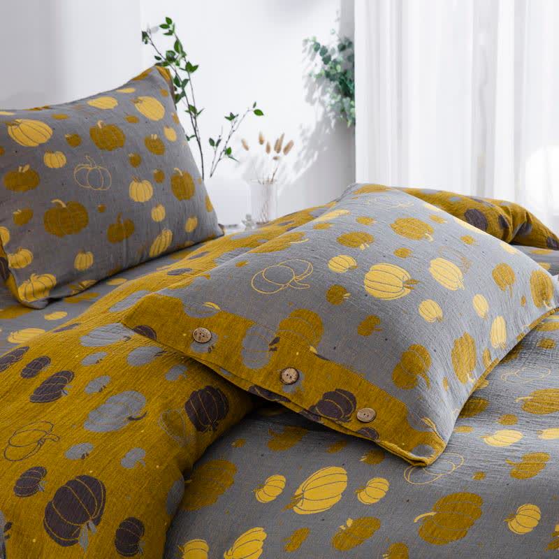 Set di biancheria da letto in garza di cotone con bottoni e zucca (4 pezzi) - image 4