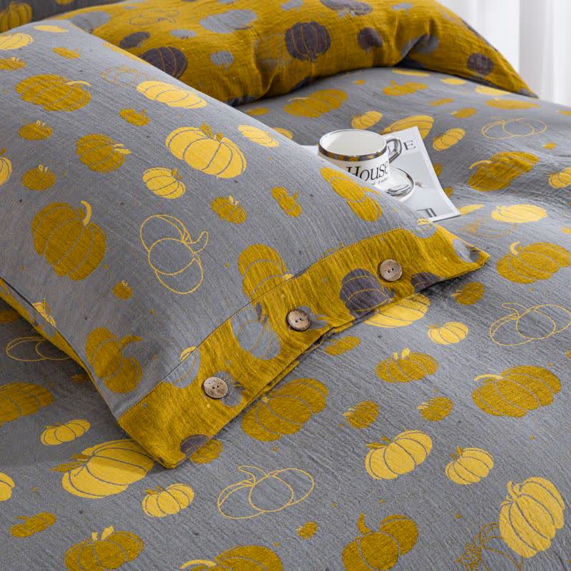 Set di biancheria da letto in garza di cotone con bottoni e zucca (4 pezzi) - image 5
