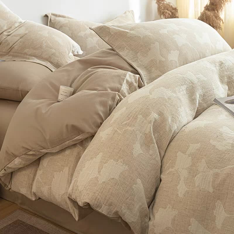 Set di biancheria da letto in cotone e lino jacquard Ginkgo - image 4