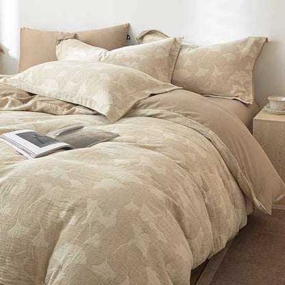 Set di biancheria da letto in cotone e lino jacquard Ginkgo - image 3