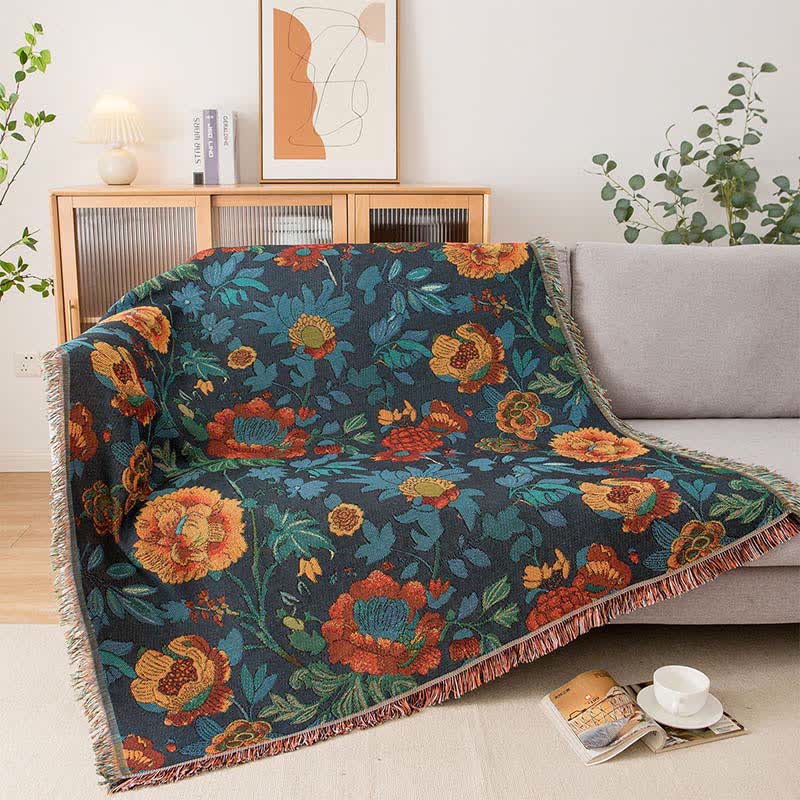 Coperta da divano floreale gialla retrò - image 2