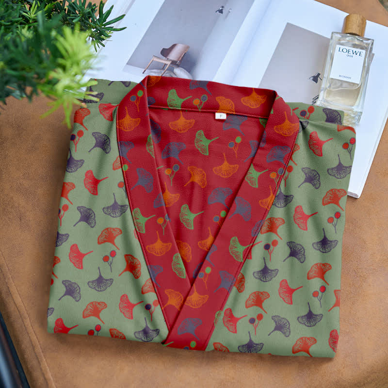 Kimono bicolore in garza di cotone ginkgo - image 18